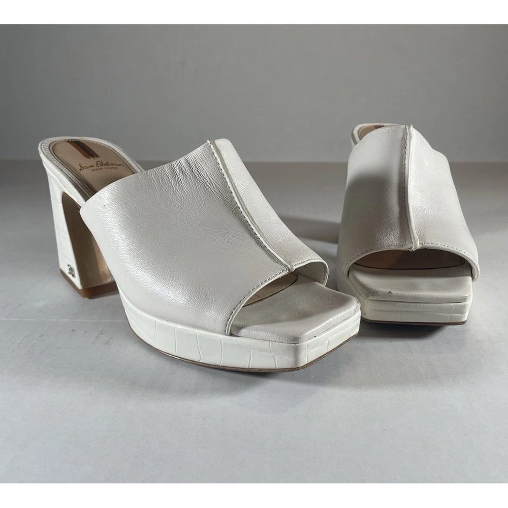 Sam Edelman "Wilton" White Leather Heels,‎ Size 7